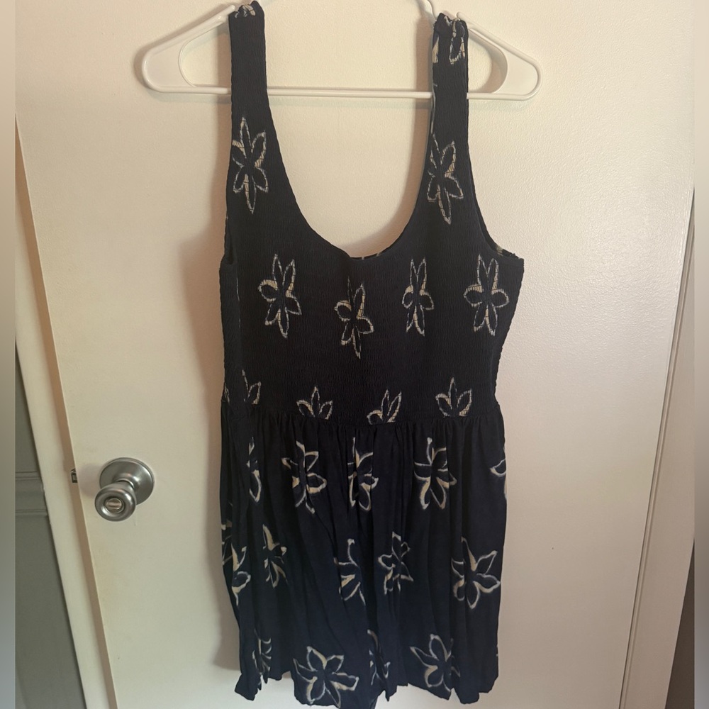 Navy Blue Smocked Romper